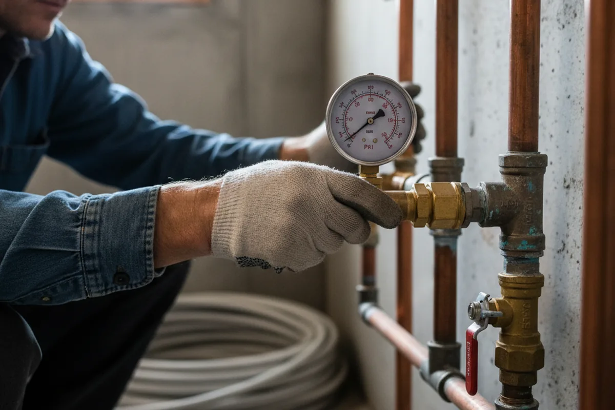Pressure testing a repaired line during Water Line Repair in Linwood